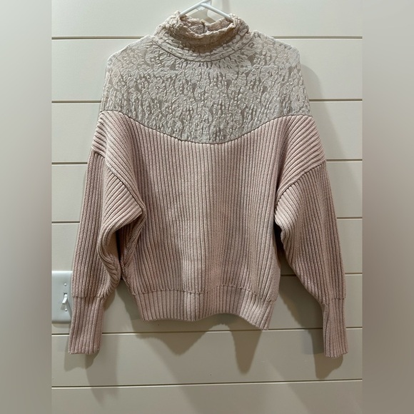 Zara Pink Cable Knit & Lace Sweater Size M - Picture 1 of 5